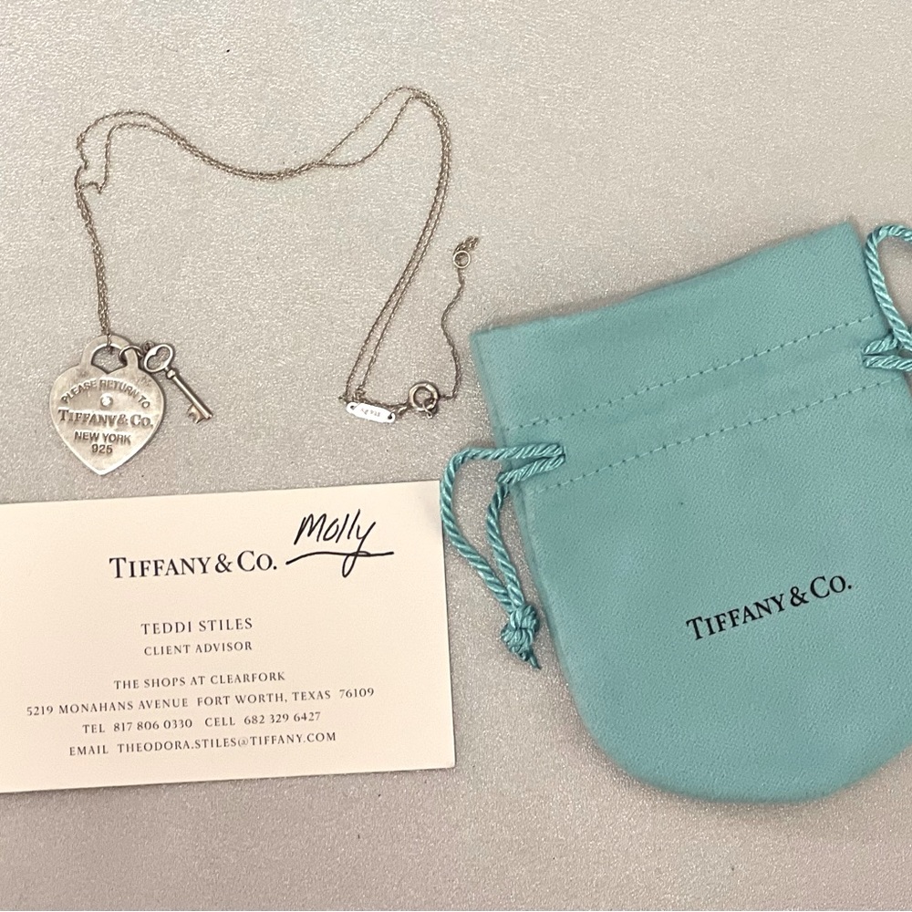 Return to Tiffany® Heart Tag and Key Necklace in Sterling Silver with a Diamond